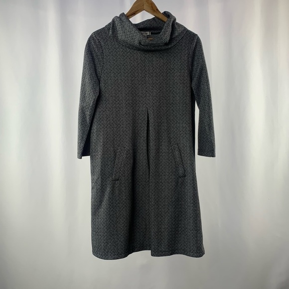 Tyler Böe Kim Cowl Neck Shift Dress in Black White Print Size Small - Picture 2 of 6